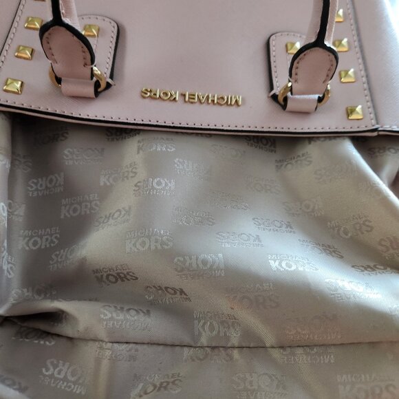 Nwot Michael Kors Sandrine Gold Studded Shoulder Bag Satchel Purse - Picture 11 of 12